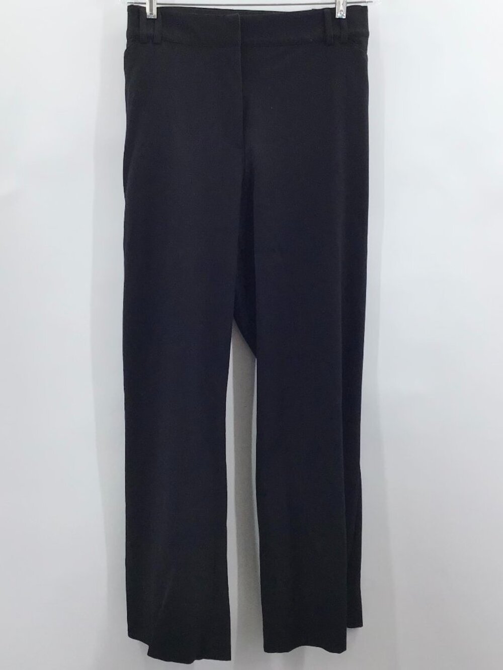 Women's 28 Black Trousers Work Pants Boot Cut STRETCH Flat Waist Classic Office